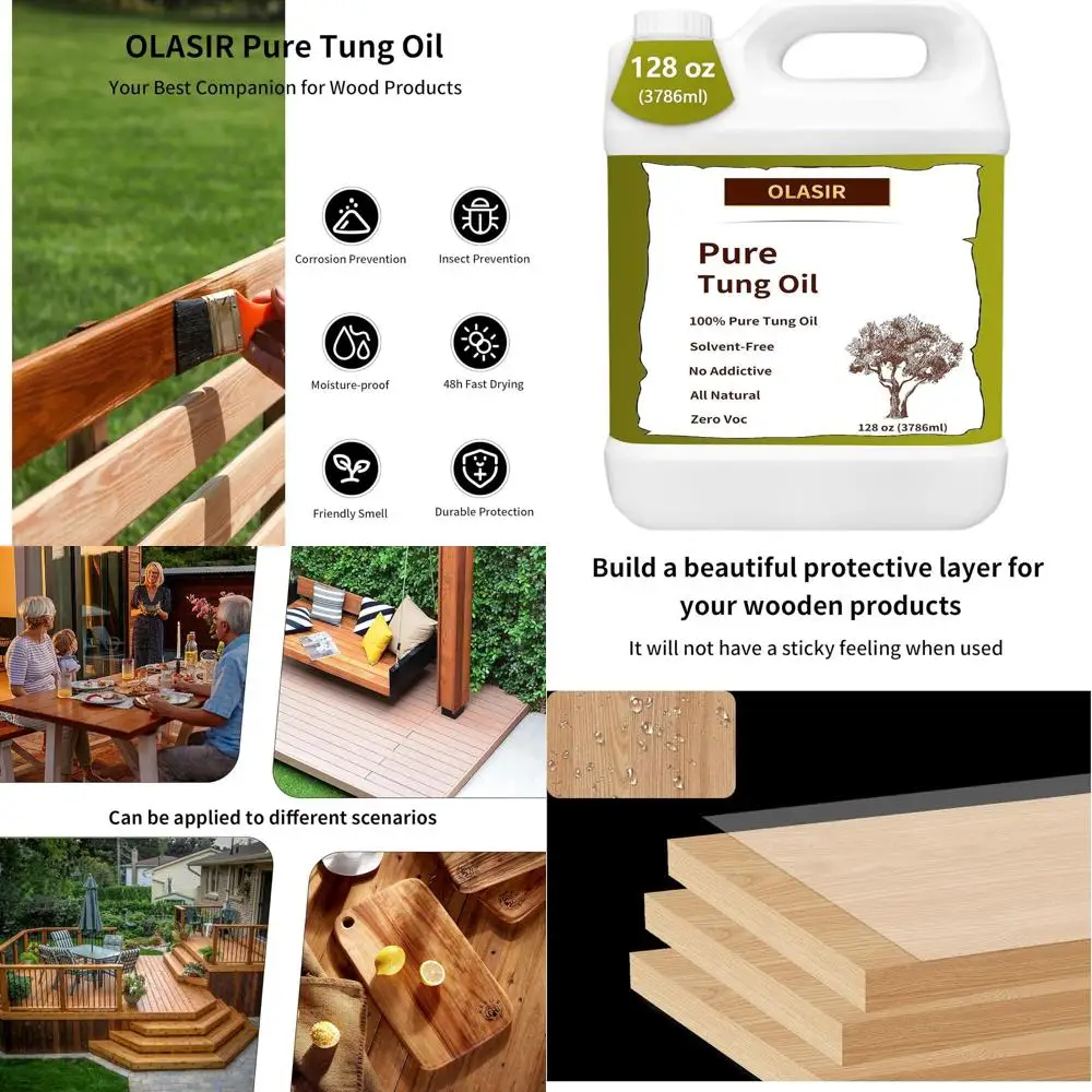 

Чистое 100% тунговое масло, 128 унций (1 галлон), пищевое, безопасно для обработки дерева внутри и снаружи помещений