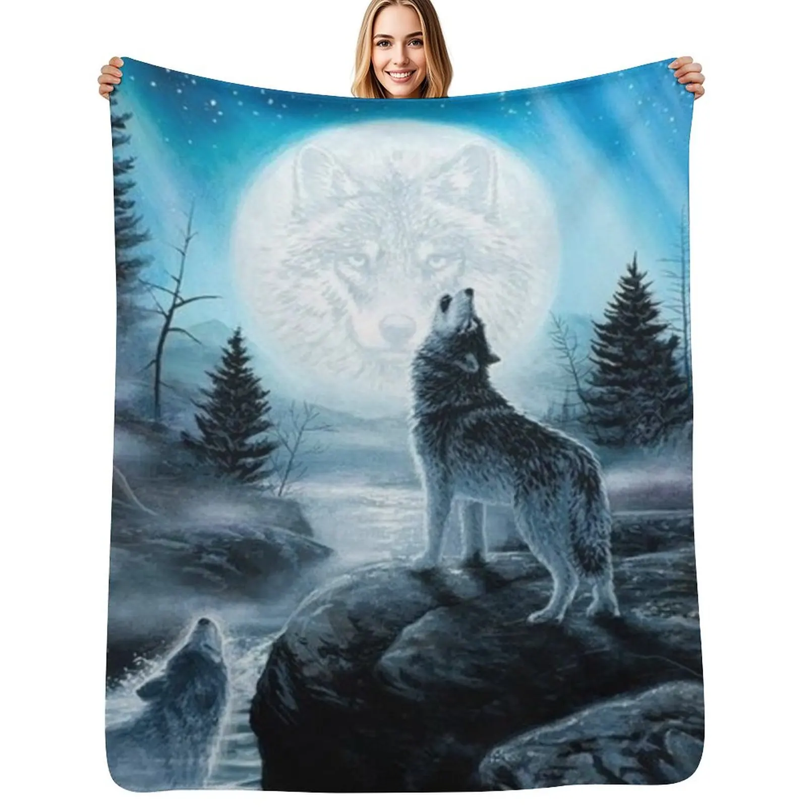 The song of the wolf at dusk Throw Blanket Decorative Soft Throw Blanket for Couch Sofa