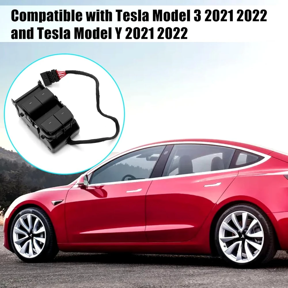 Left Front Side Window Switch For Tesla Model 3(21-22) Model Y(20-24) Driver Side Master Power Window Switch 1081037-02-G