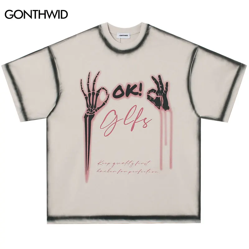 

Hip Hop T-Shirts Grunge Funny Graphic Printed Punk Gothic Short Sleeve Tshirt Streetwear Y2K Men Harajuku Casual Baggy Tops Tee