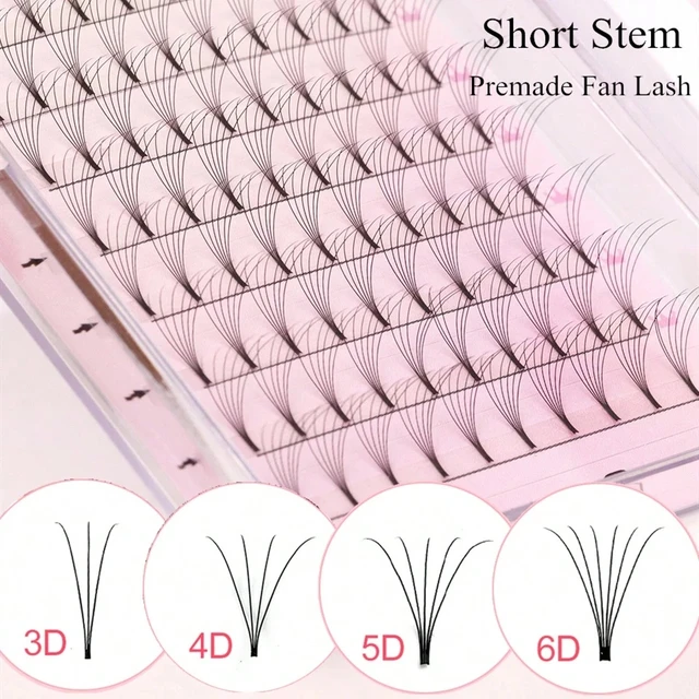 Mix8-15mm 3D 4D 5D 6D Krótka łodyga Rosyjski Pre Made Volume Fans Premade Fans Przedłużanie rzęs Short Stem Promade Lash Extensions