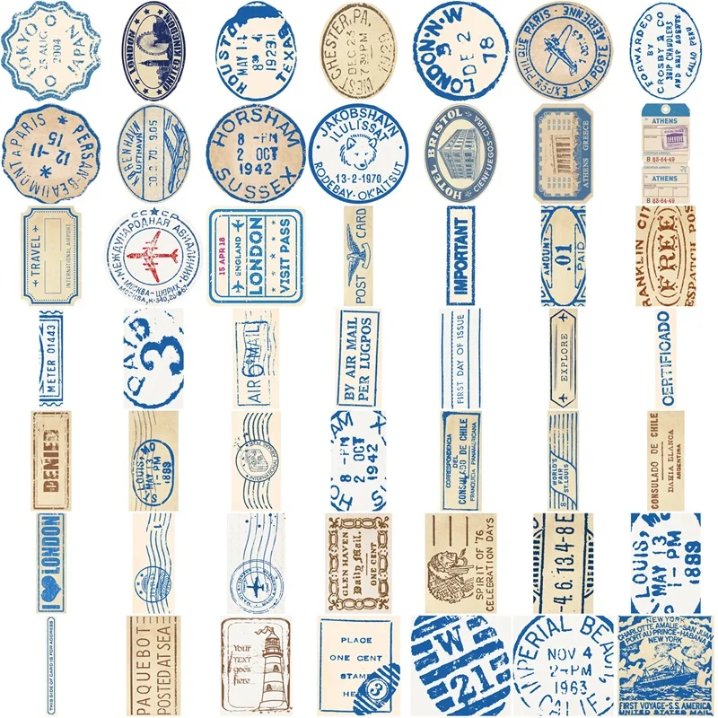 Pegatina Vintage de PVC para decoración de álbumes de recortes, papelería coreana, suministros de contabilidad manual para niños, color azul,