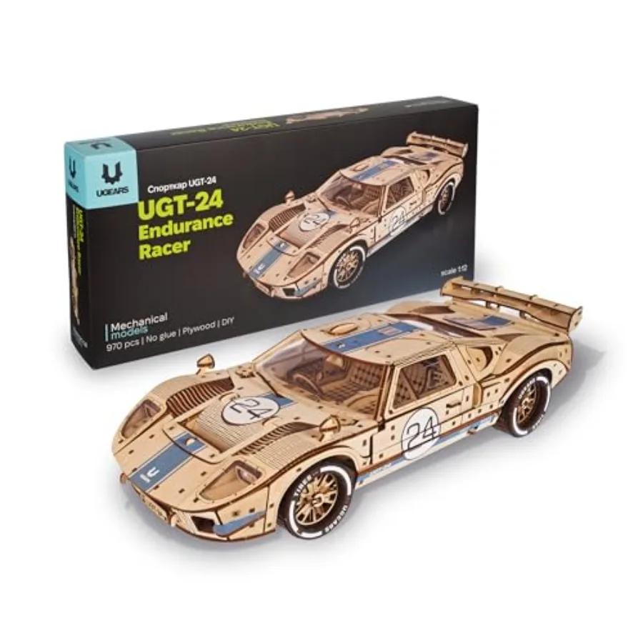 24 Puzzles de madera 3D Endurance Racer para adultos - Kits de coches modelo DIY Rompecabezas 3D, kits de modelos mecánicos de madera para adultos para construir