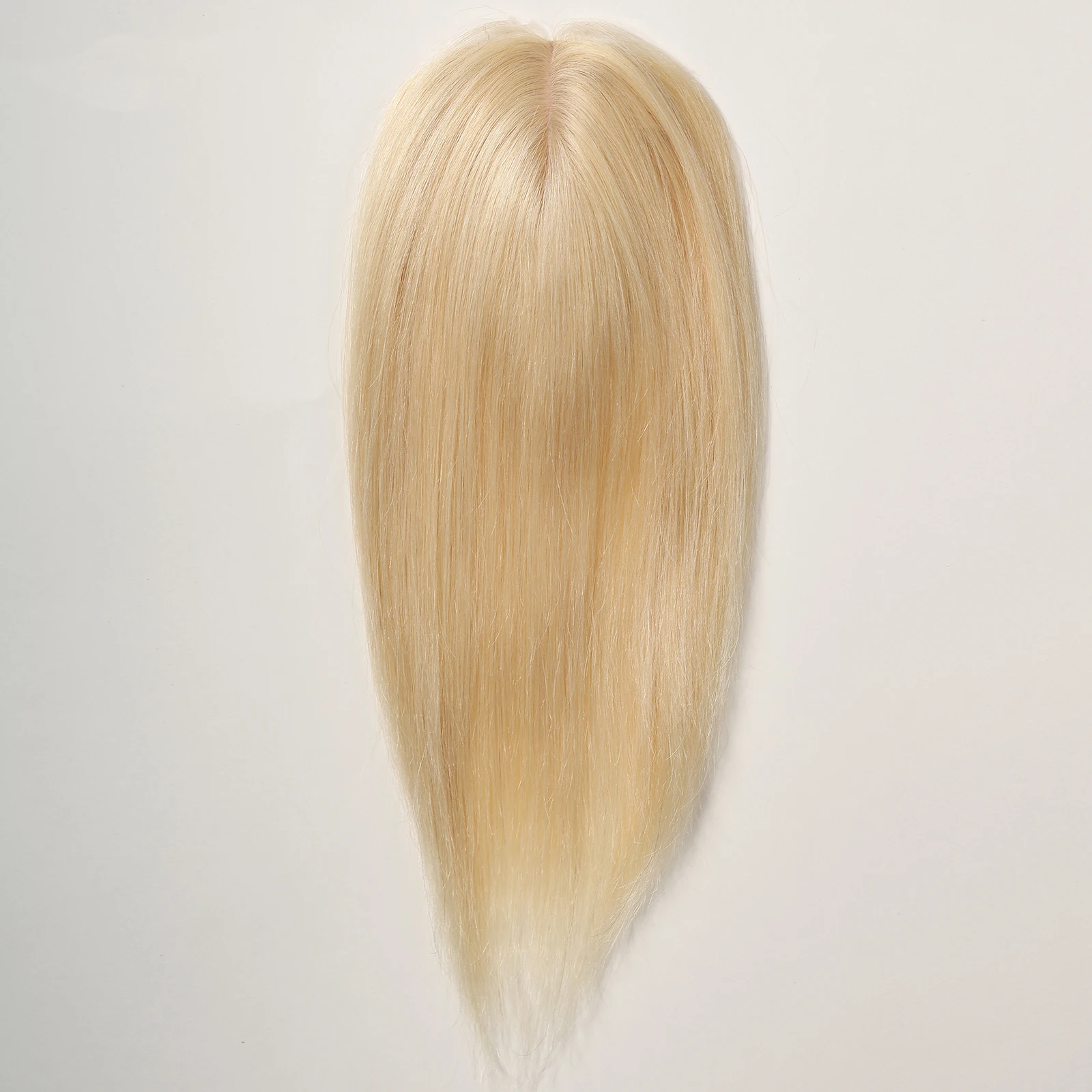 Blonde Human Hair Toppers Straight Hair Pieces Extension Clip in Remy Human Toupee Middle Part for Women Silk Base Top Toppers