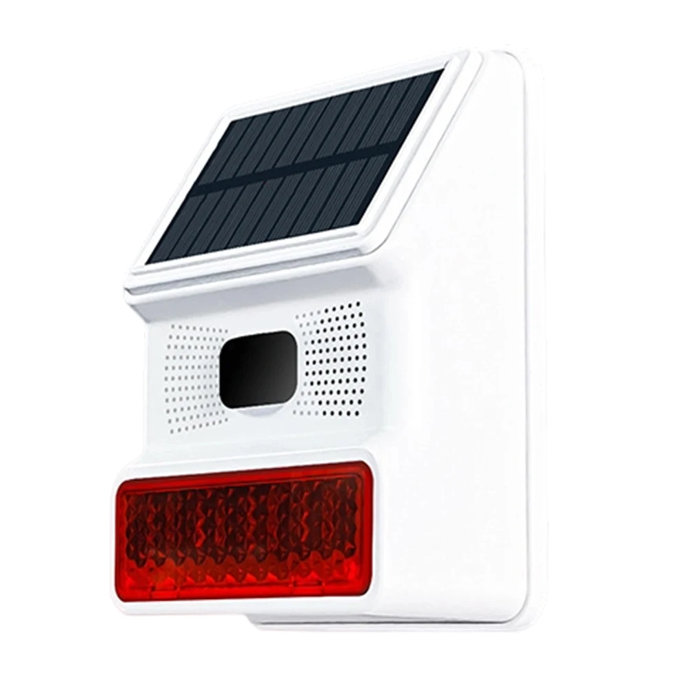 Wireless 433MHz Solar Powered Sound Light Alarm Outdoor Security Siren For Home Garden Perimeter Protection System