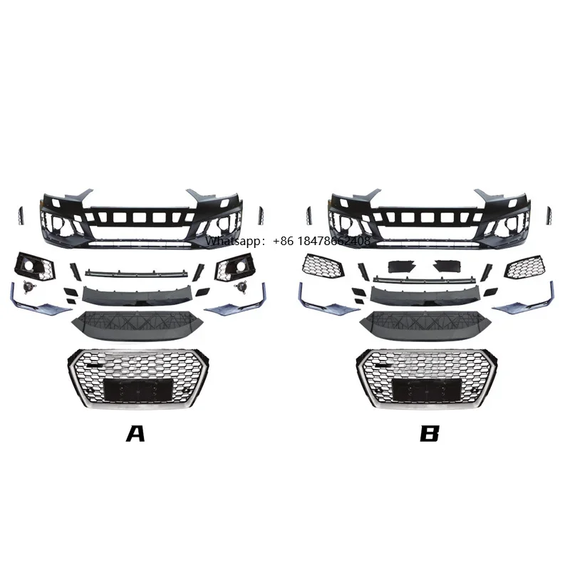 A4 B9 S4 Upgrade RS4 Front Bumper Front Lip Kit RS4 Style Front Grille  A4 S4 Body Kit  for  A4 B9 S4 2016-2019