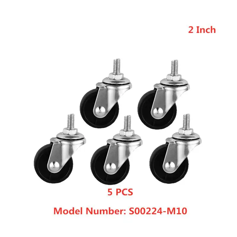 

5 Pcs/Lot Casters 2 Inch Light Black PP Movable Screw Caster M10 Electrical Furniture Universal Wheel