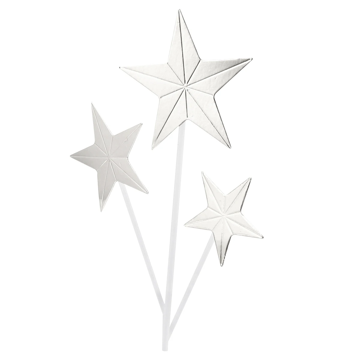 

18pcs Silver 3d Star Cake Toppers Picks Different Sizes Birthday Wedding Party Cake Decoration Cupcake Fruit Dessert