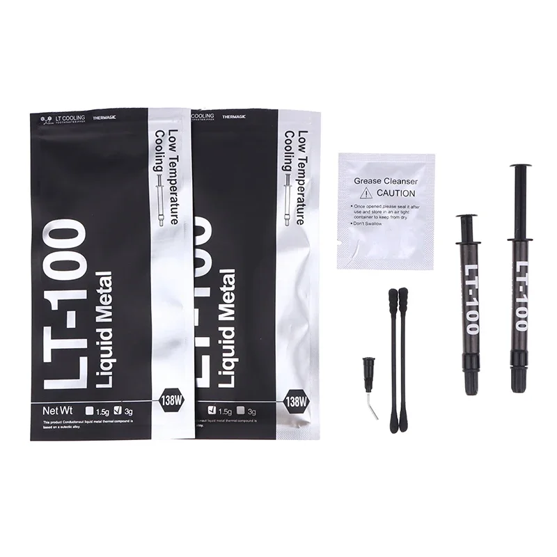 1Pc 1.5g/3g LT-100 138W Liquid Metal Thermal Paste CPU GPU Graphics Card CPU Laptop Cooling Conductive Silicone Grease Sheet