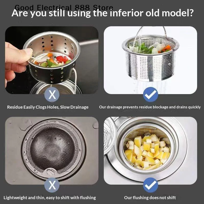 【G】304 Stainless Steel Sink Strainer Plug Anti-Clog Design with Convenient Lift Handle Kitchen Food Waste Filter for Daily Use