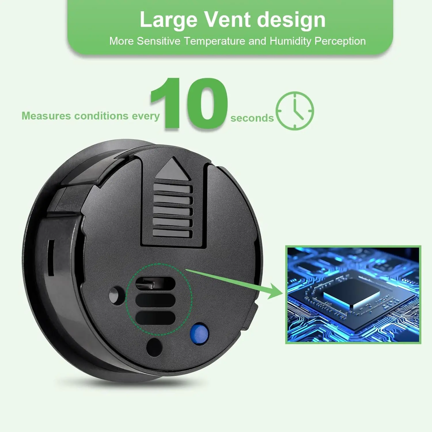 4 عبوات من مقياس الرطوبة الصغير للاستخدام الداخلي والخارجي، مقياس الرطوبة الدائري، شاشة LCD رقمية صغيرة، مقياس درجة الحرارة #3