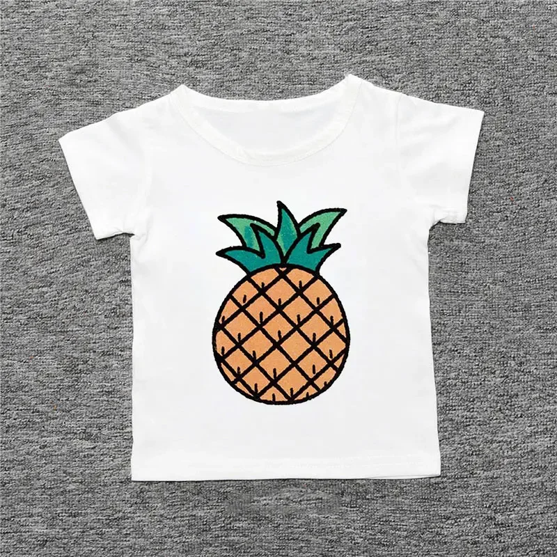 New Release Of The Latest  Summer T-shirt Kids Pineapple Fruit Print Girls T-shirt Kawaii's Round Neck Top T-shirt Boys