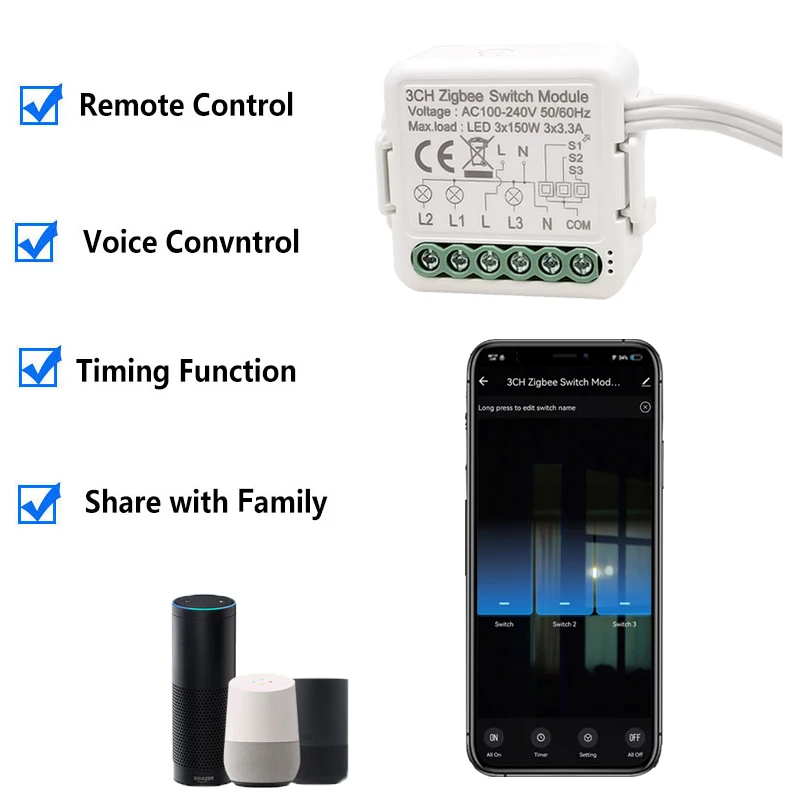 Tuya inteligente zigbee módulo interruptor de luz 1 2 3 gang suporte 2 way controle cronometragem diy trabalho automação residencial com alexa google casa