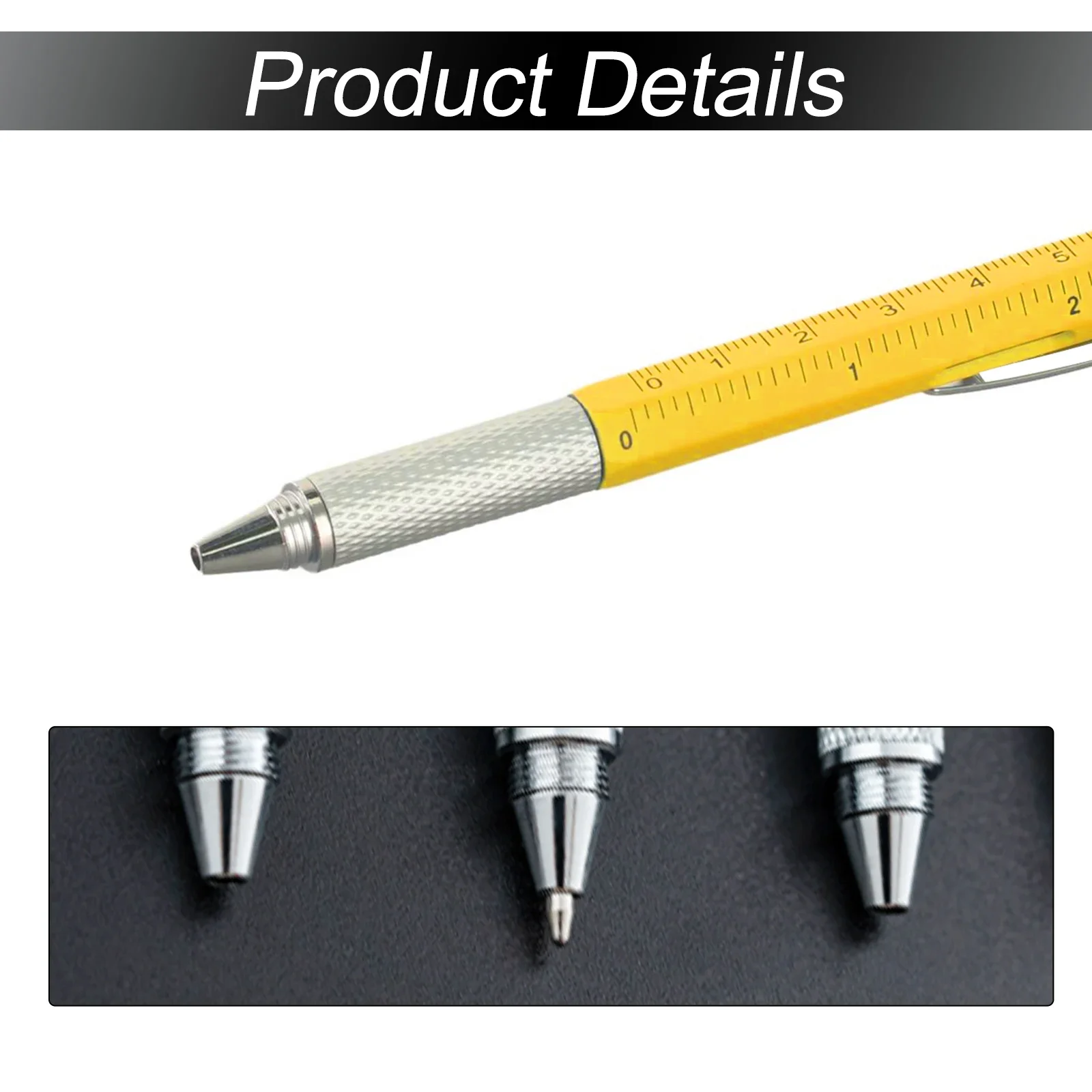 6 In 1 Multi-function Tool Pen Multiple Colors Available Hand Tool Level Scale Touch Screen Metal Ballpoint Pen
