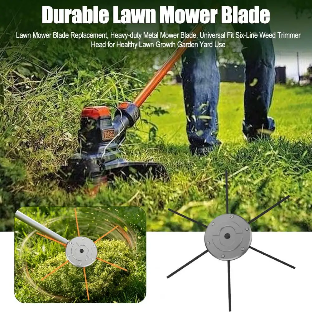 2026 Mulching Lawn Mower Blade Heavy-duty Lawn Mower Blade Replacement Universal Fit Six-line Weed Trimmer Head Durable for Heal
