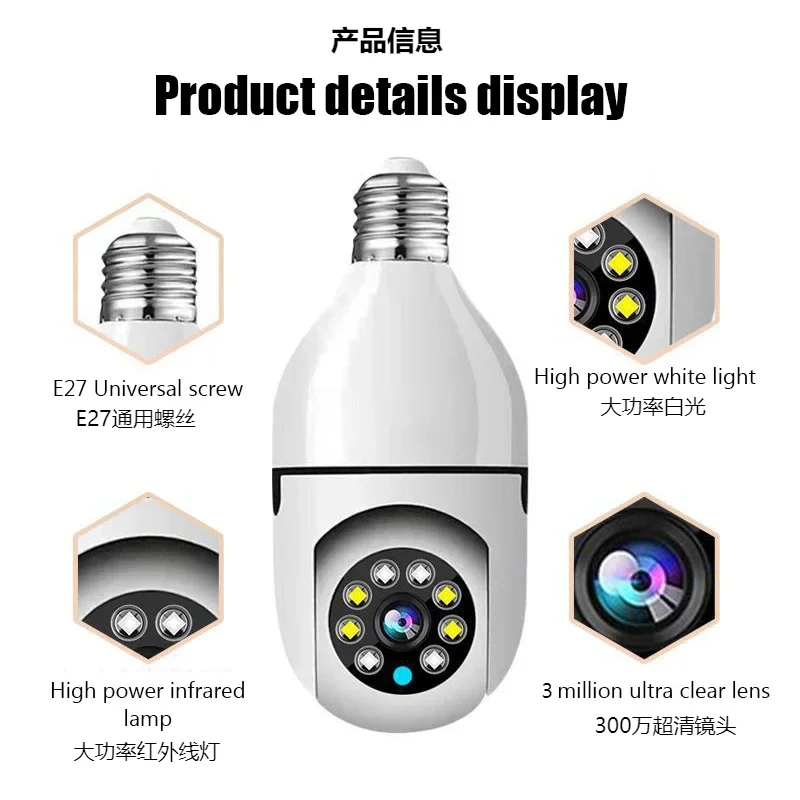 2 million HD pixels Wireless card lamp camera Two-way Video WIFI Camera