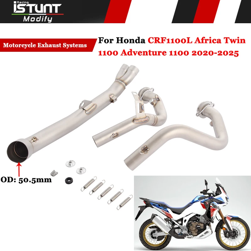 

Slip On For Honda CRF1100L Africa Twin 1100 Adventure 2020-2025 Motorcycle Exhaust Escape Systems Front Link Pipe Connect 51mm