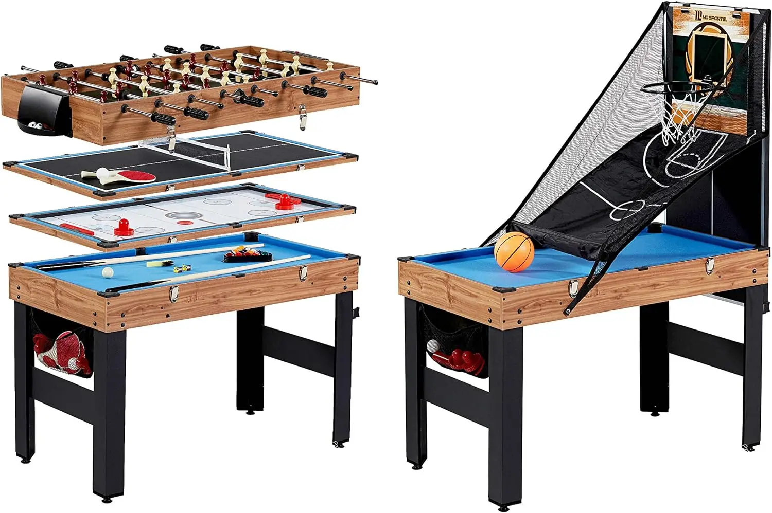 

Sports Combination Games Multiple Styles Arcade Collection, Billiards, Ping Pong, Hockey, Basketball and Foosball Combination