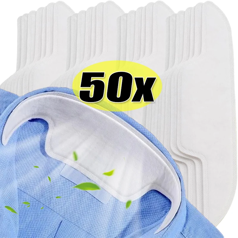 

10/50pcs Hats Sweat Absorbing Pads Non-woven Clothing Collars Stickers Moisture-Wicking Adhesive Liners Strips for Caps Shoes