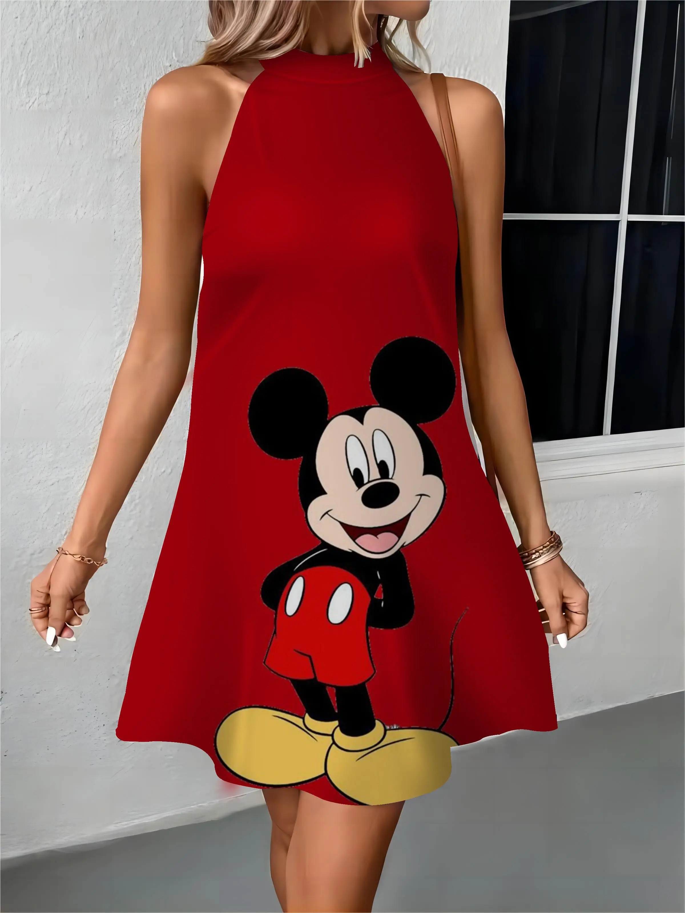 

Apron Sexy Dresses Minnie Mouse Women's Dress Off Shoulder Mickey Bow Knot Disney Womens Fashion Summer 2024 Elegant Party Midi