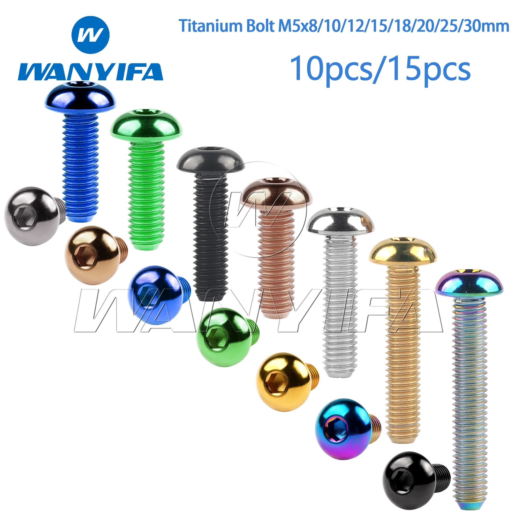 

Wanyifa Titanium Bolt M5x8/10/12/15/18/20/25/30mm Button Head Allen Key Screw for Water Bottle Cage Bike Bolts 10pcs/15pcs