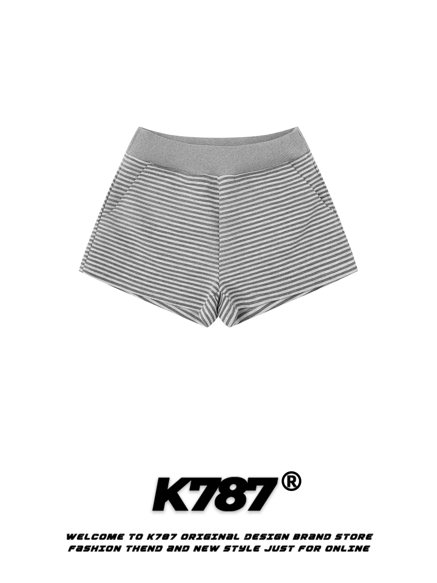 

Женские шорты K787 в американском ретро-стиле, полосатые, повседневные, с завязками, облегающие, в стиле INS, спортивные, с эффектом омоложения, хит продаж