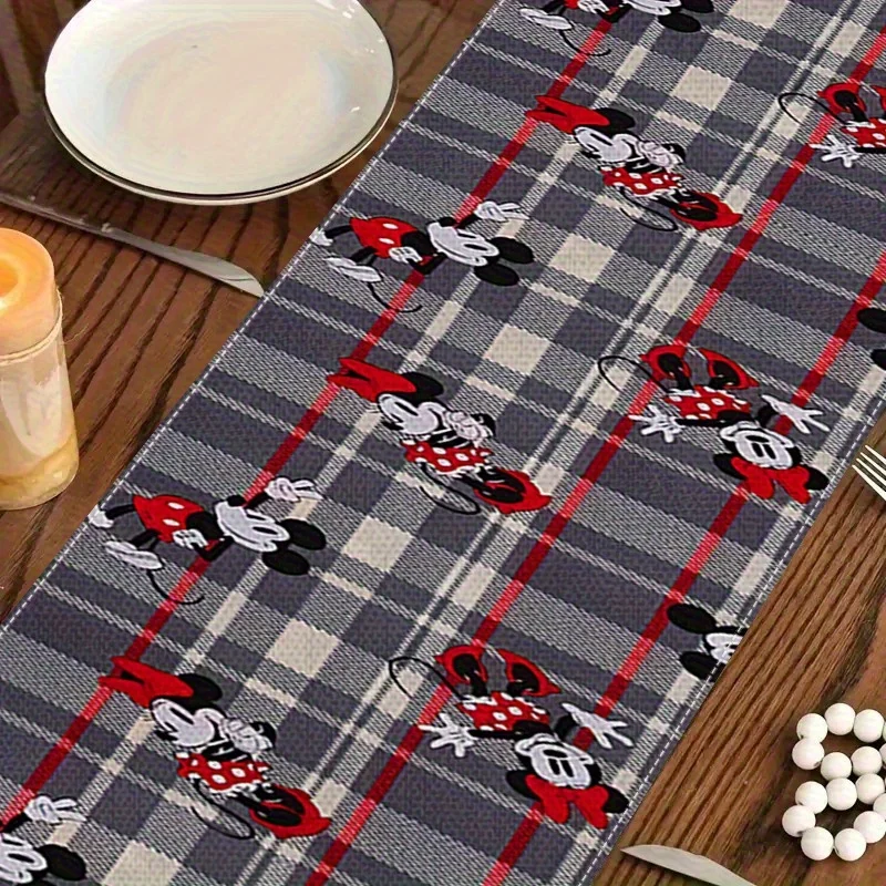 1 Piece Disney Table Runner, Gray Mickey, Washable Table Flag, Suitable for Family Gatherings, Home Decoration, Birthday Party Decoration