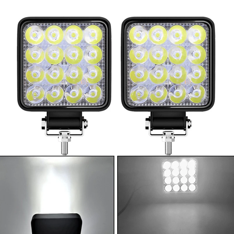 48W Mini Ultra Thin Vehicle LED Work Light Spot Beam Offroad Driving Light 12V-48V Fog Lamp Truck Tractor Excavator LED Pod