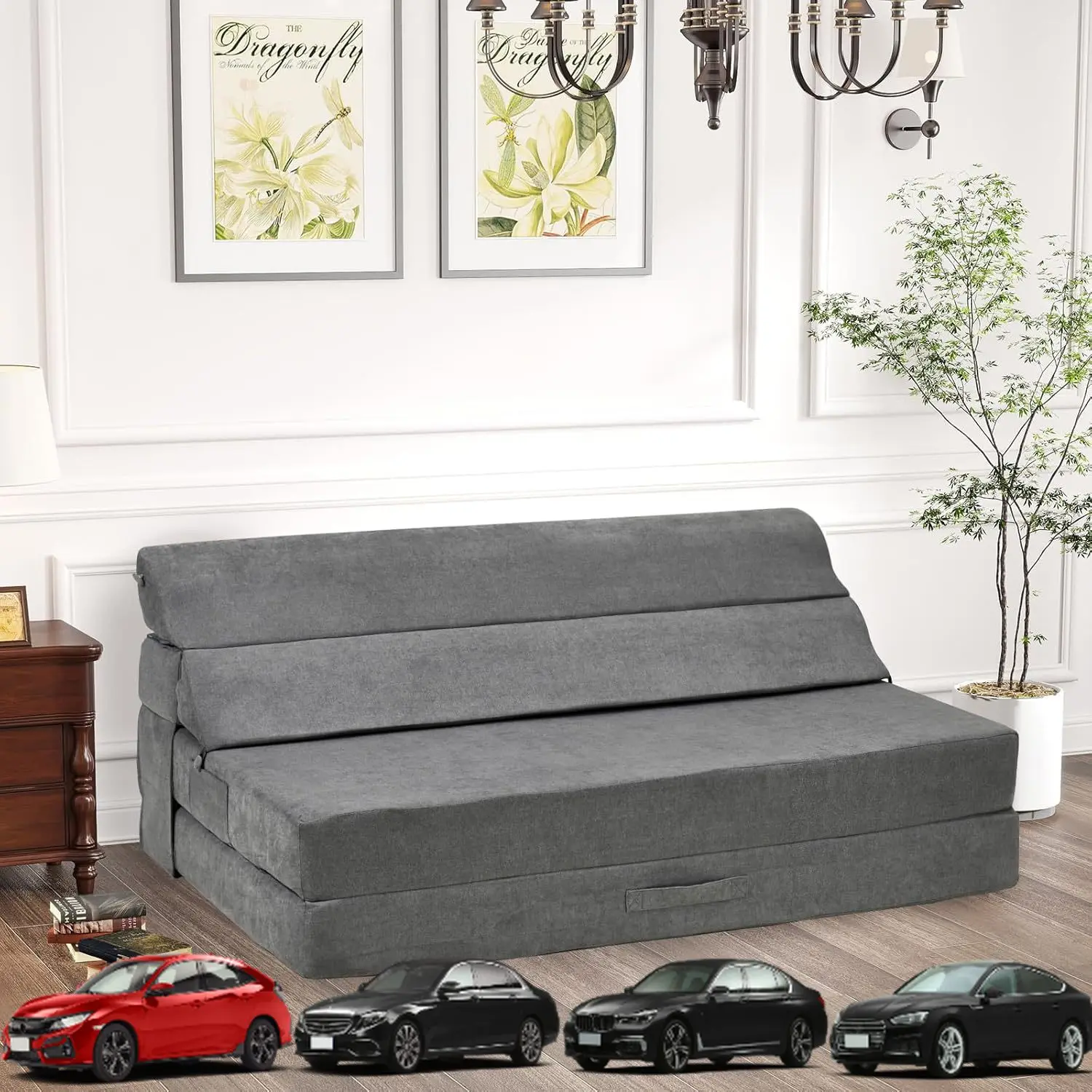 

Folding Sofa Bed, Convertible Sleeper Chair Couch Foldable Floor Mattress Comfy Floor Sofa Lounge for Living Room Bedroom, Queen