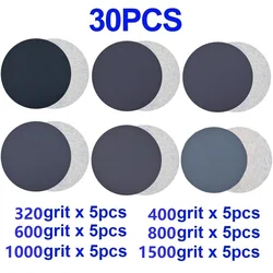 30 PCS Sandpaper Set Silicon Carbide Wet/Dry Sand Paper 3 Inch 75mm Polishing Sanding Discs 320/400/600/800/1000/1500 Grit
