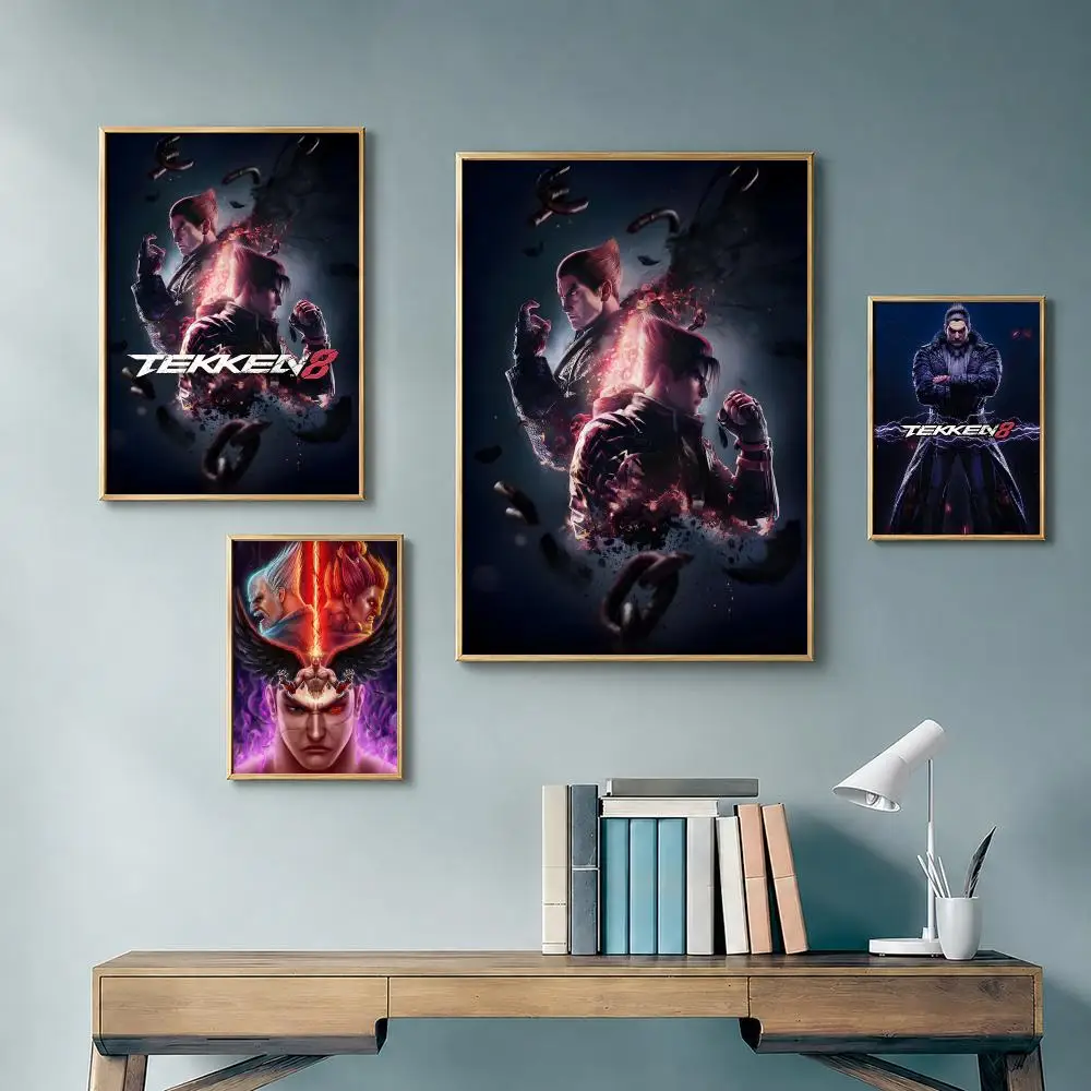 Classic Game T-TekkenS Poster Vintage Retro Anime Poster Stickers Peel and Stick Wall Art Home Decor