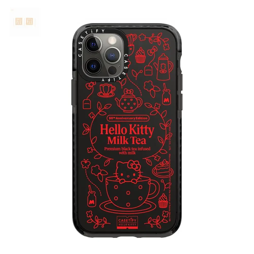Sanrio cartoon hello kitty leite chá capa de telefone anti-queda com tudo incluído capa de proteção macia para iphone 11 12 13 14 15 pro max xr