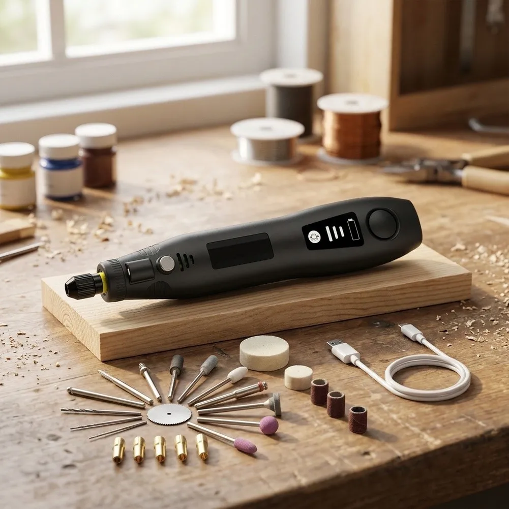 Cordless Rotary Tool USB Rechargeable Electric Grinder Pen Style 3 Speeds With 28 Accessories For Woodworking Carving Polishing