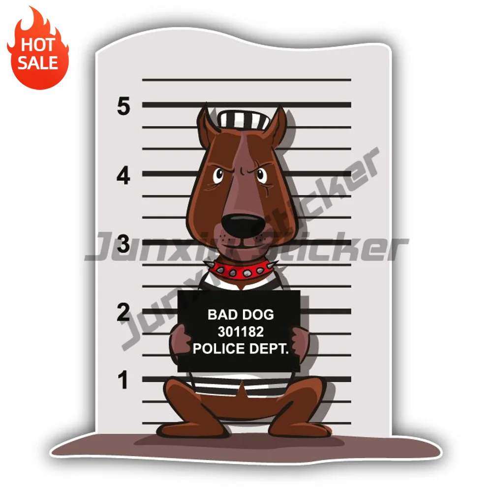 Criminal Dog Cartoon Vinyl Car Sticker Self Adhesive Decal For Rear Window And Travel Bag Exterior Decoration