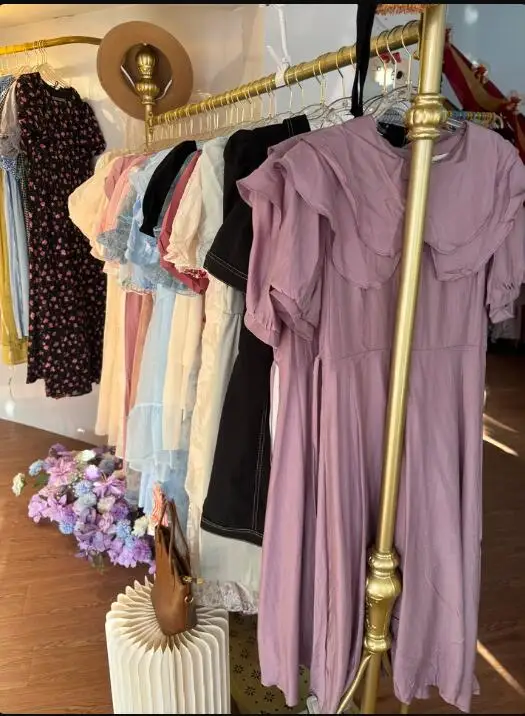 

Iron clothing display rack, women's clothing store, hanging clothes rack, clothing floor rack, golden hanging clothes display ra