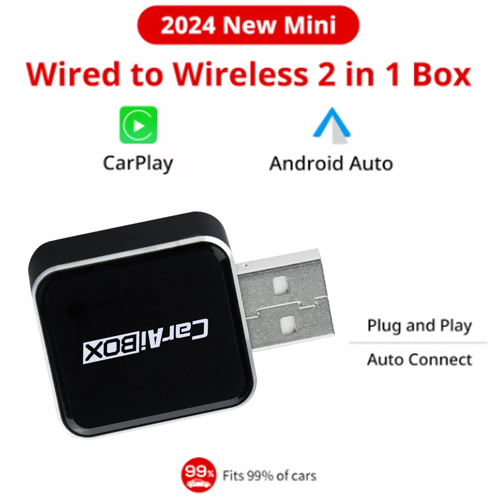 

2 in1 Wireless CarPlay Adapter for Apple iPhone Android Wired to Wireless Carplay AI Box USB Type C Connection Auto Car Dongle