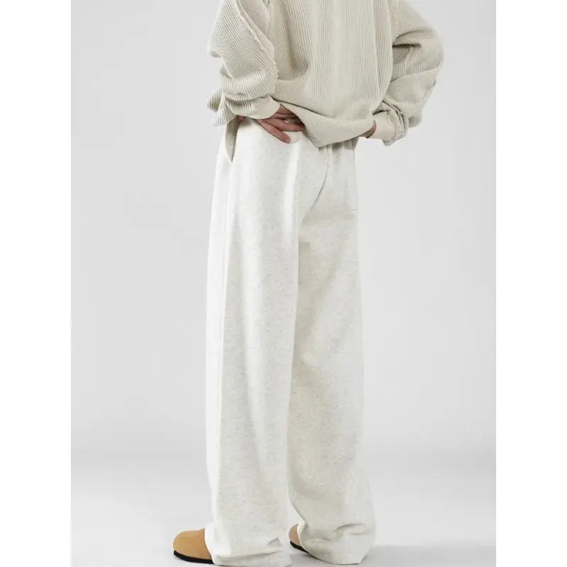 Korean style Hong Kong style ins slimming pants for men 2024 spring new casual drape lazy straight wide leg sports y2k trousers