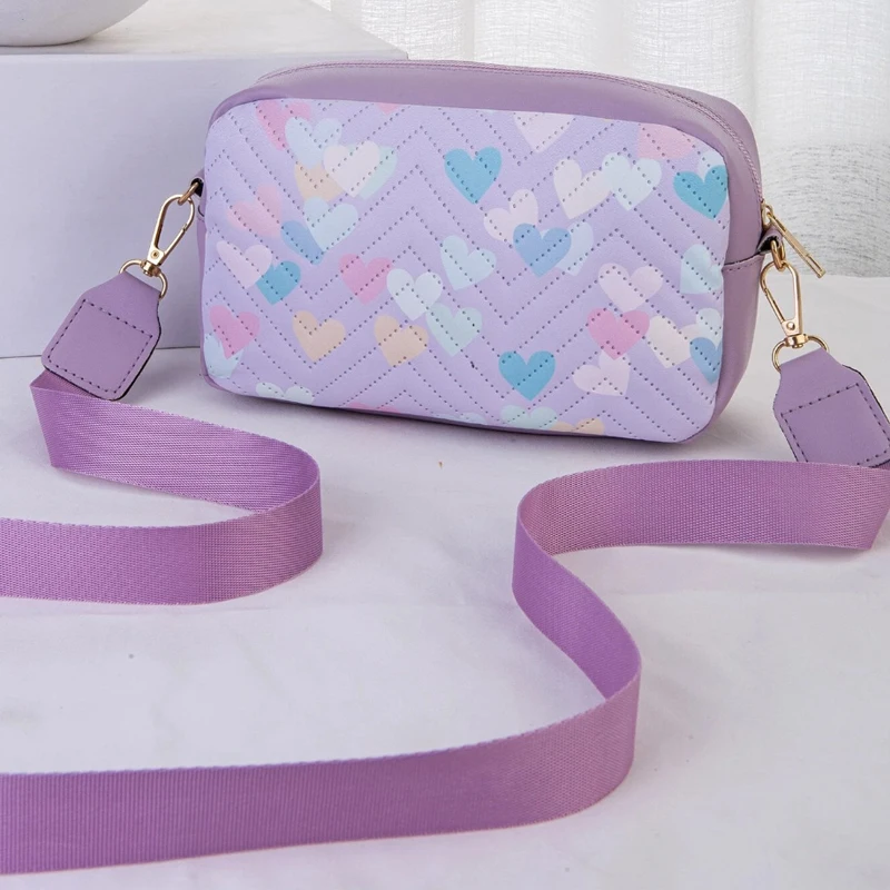 Women Quilted Small Purple Crossbody Bag,Mini Ombre Chevron Graphic Shoulder Bag,Casual Square Handbag ,2024 New Bag For Women