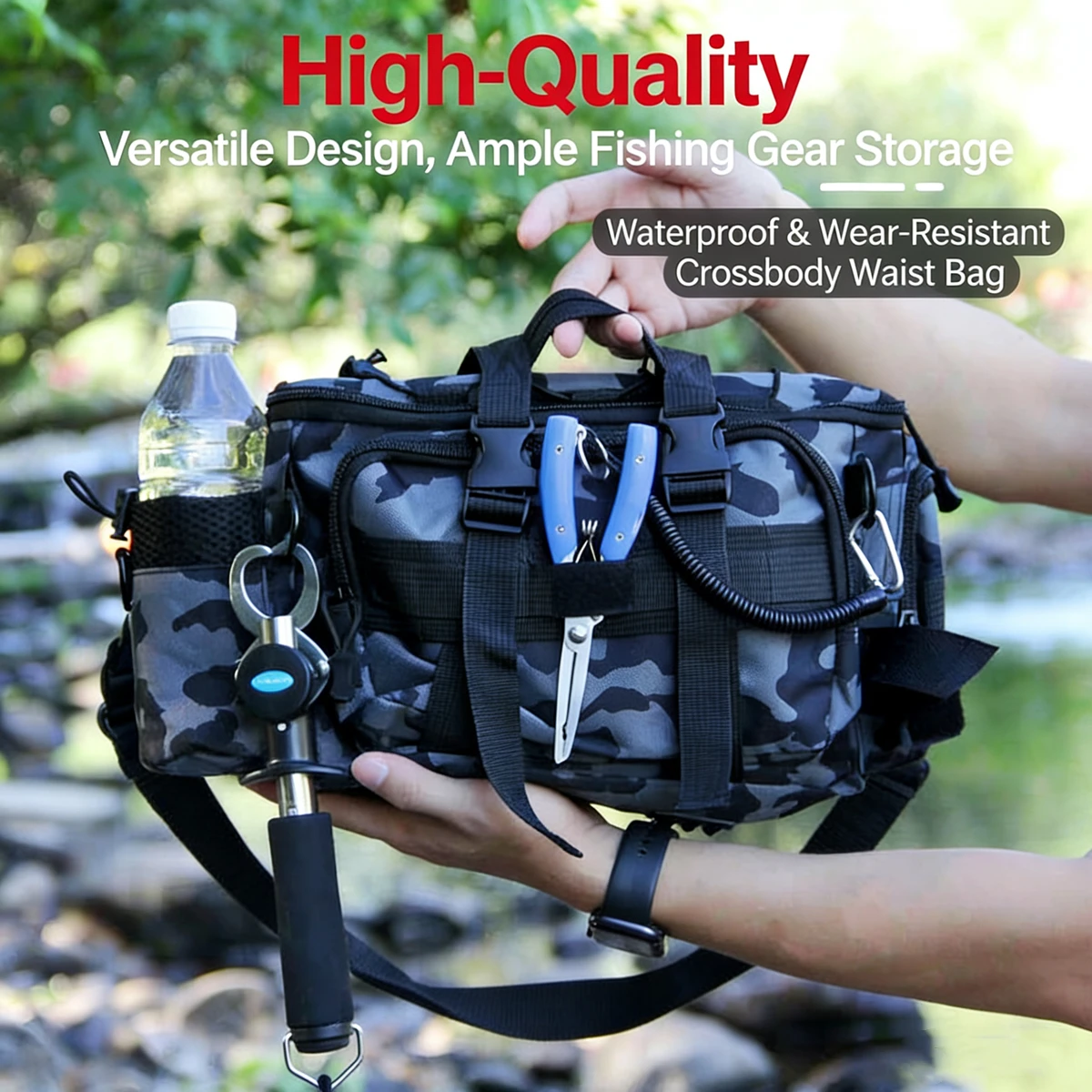 

Fishing Tackle Bags Large Size Multifunctional Single Shoulder Crossbody Waist Pack Fish Lures Gear Utility Storage Fishing Bag