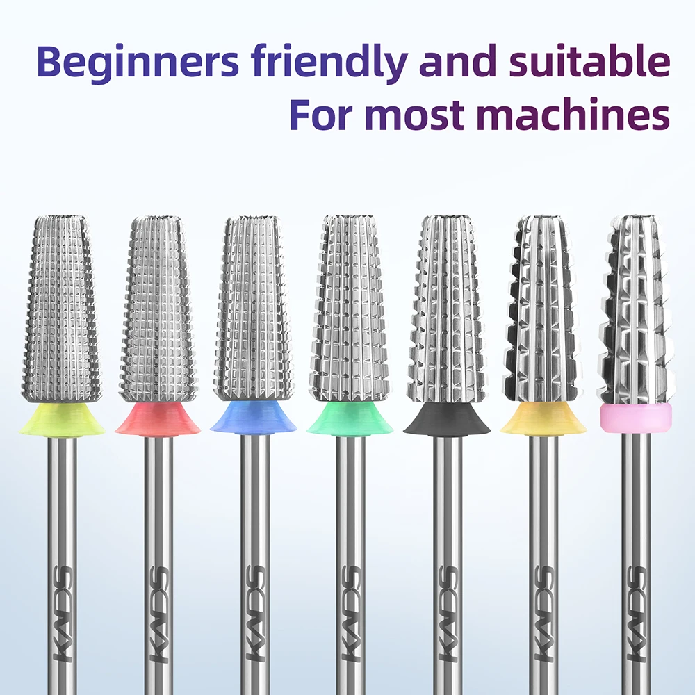 KADS Carbide Tapered Tungsten Nail Drill Bit Silver for Electric File Cutter Machine Manicure Polishing Fast Remove Gel 3/32