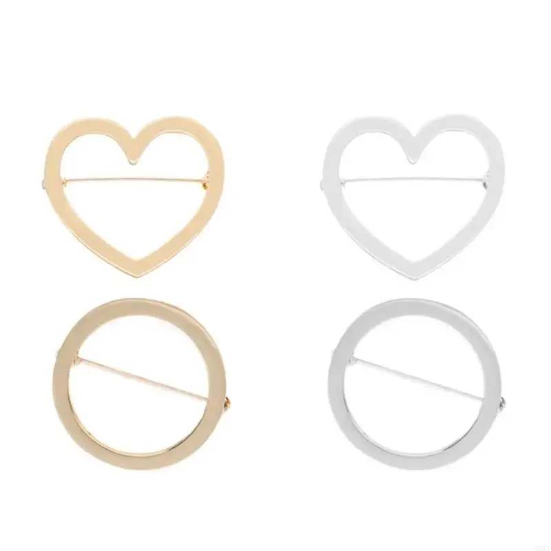 Q6PF Elegant Safety Cardigan Clasp Round/Heart Shaped Brooch Smooth Alloy Badge Accessory for Women Clothing Accessories