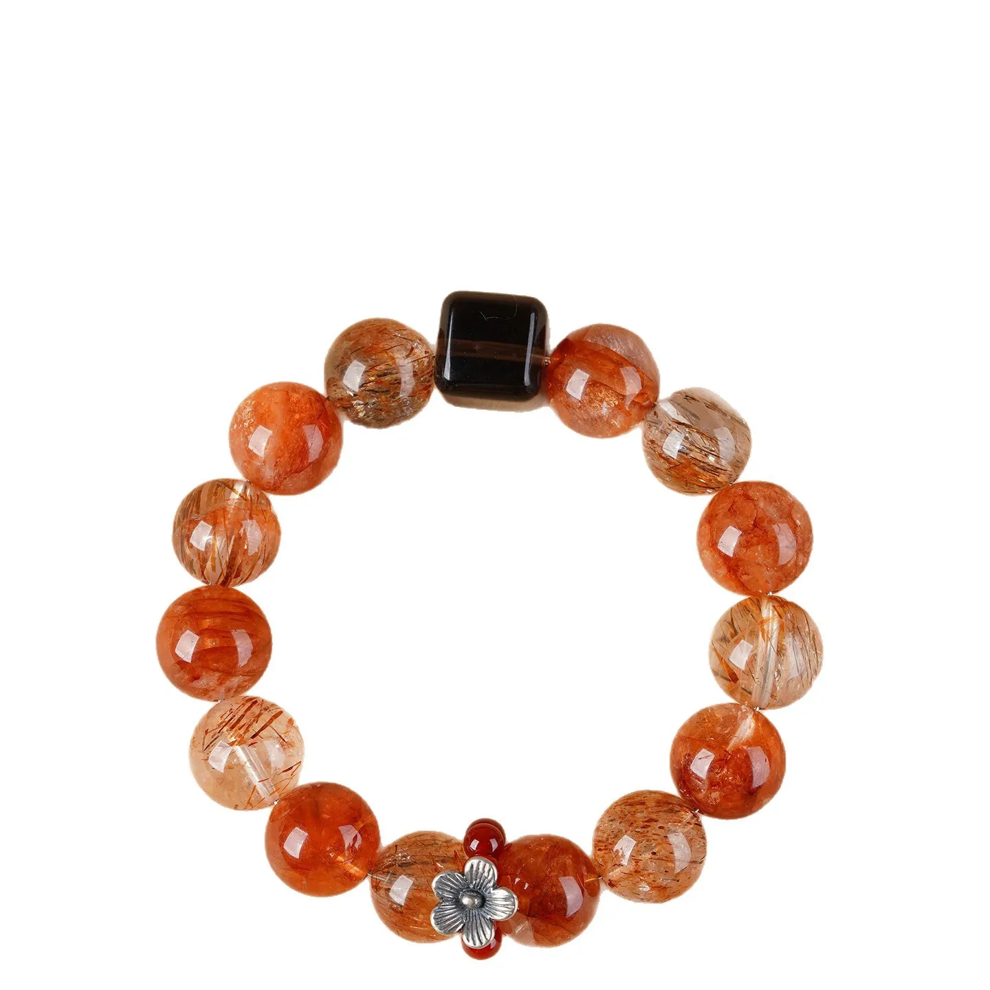 Chinese Style Lucky Fortune Attracting Natural Red Gum Flower Super Seven Crystal Bracelet For Women 15mm 18mm Blessing Feng Shu