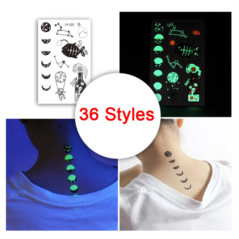 Luminous Tattoo Sticker Element Light Festival Temporary Shine Waterproof Cool