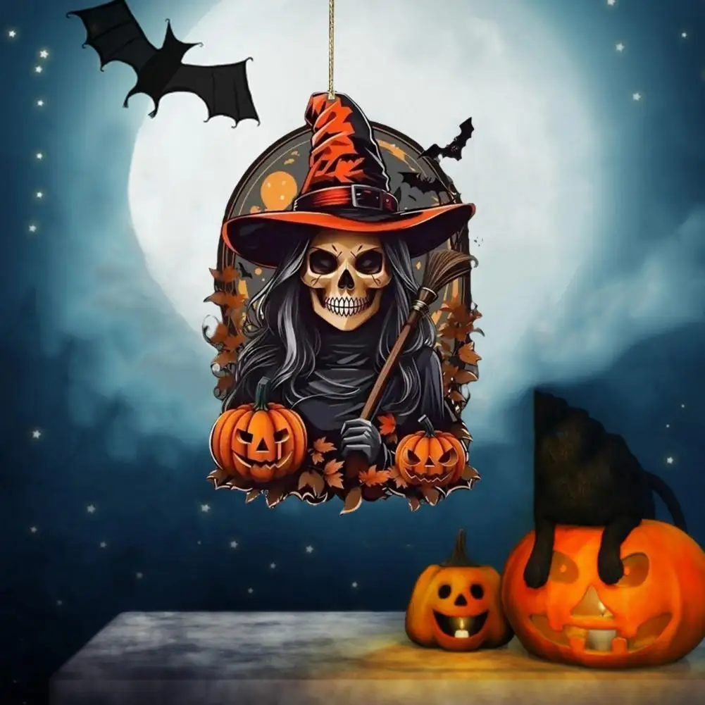 

Pumpkin Witch Pendant Decorative Car Rearview Mirror Hanging Charm Acrylic 2D Halloween Christmas Party Decoration Подвеска