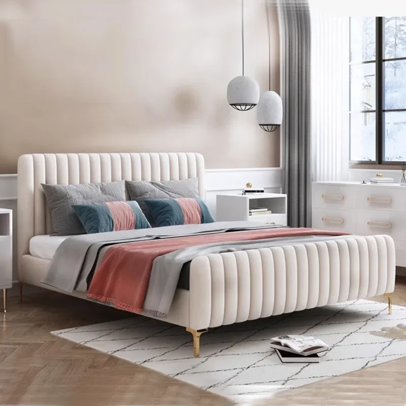 

ABCНастраиваемая односпальная кровать в современном европейском стиле для спальни, гостиничная квартира, каркас из мягкой кожи с тафтингом из массива дерева