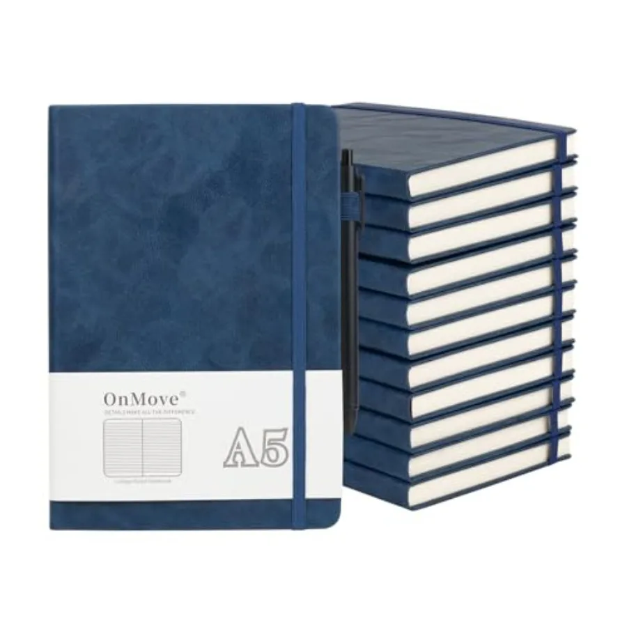 

Блокноты-ежедневники для женщин и мужчин, 12 штук в упаковке, кожаная обложка, с держателем для ручки, формат А5, 160 страниц, плотная бумага 100 г/м², для работы и учебы