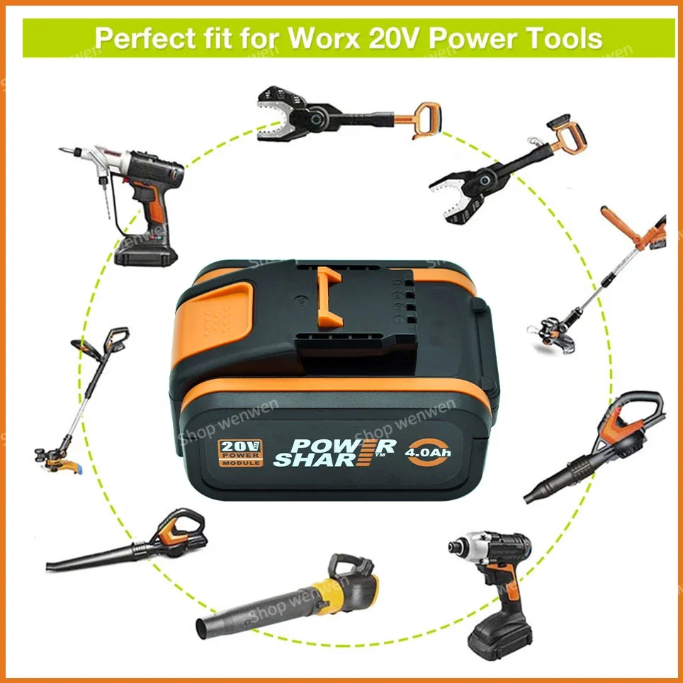 Worx Original 20V 4.0Ah Lithium battery Rechargeable WA3553 WA3551 WA3553.1 WA3570 for All WORX Electric and Garden Tools