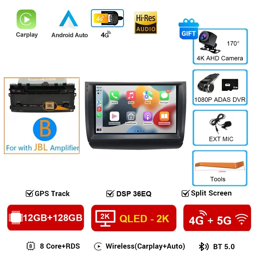 Carplay Autoradio 2 din Android 16 Voor Toyota Prius 20 2003-2009 Autoradio Multimedia Video Player GPS navigatie Stereo BT HU