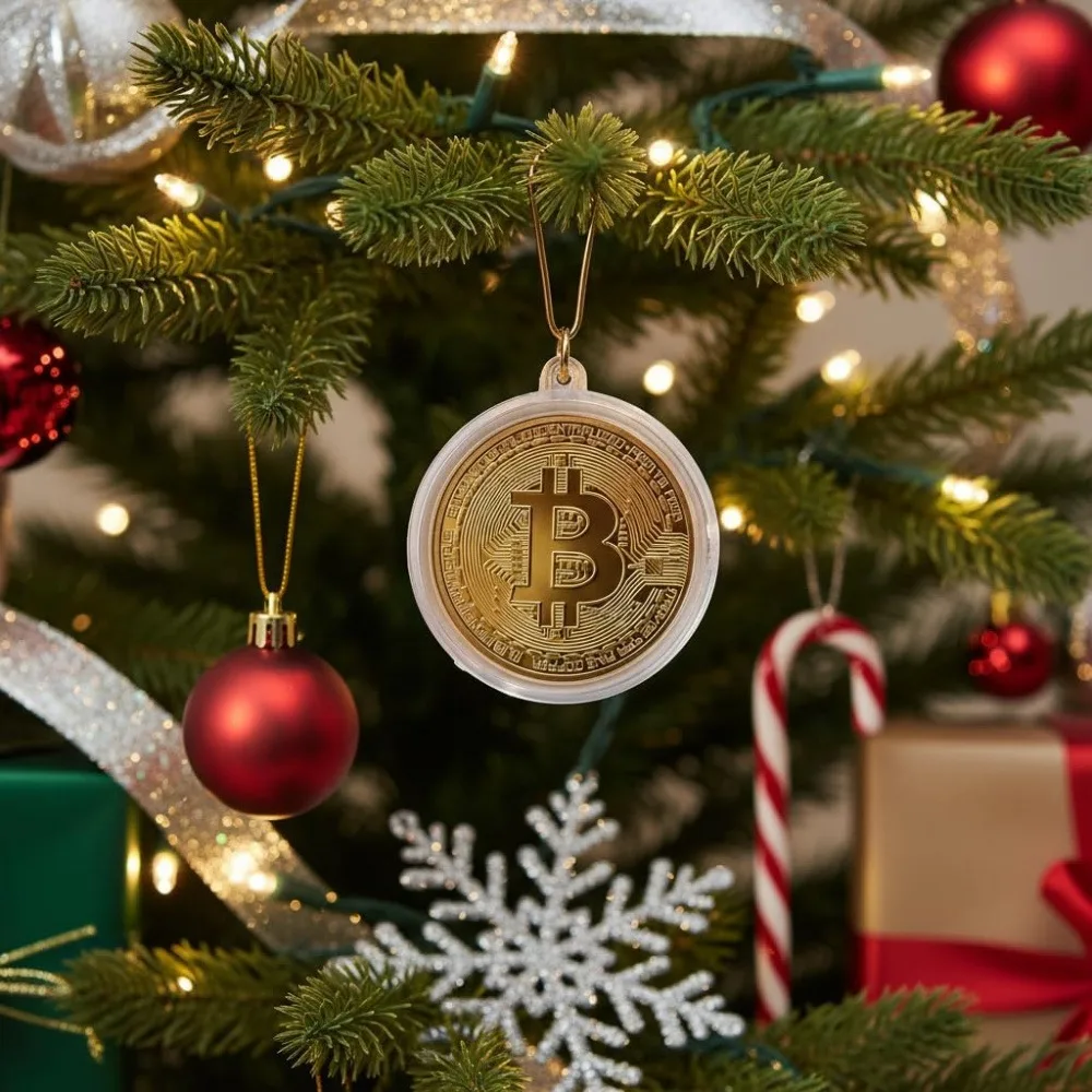 Bitcoin Pattern Commemorative Medal Keychain, Gold Plated Collectible Ornament with Protective Case, Novelty Gift