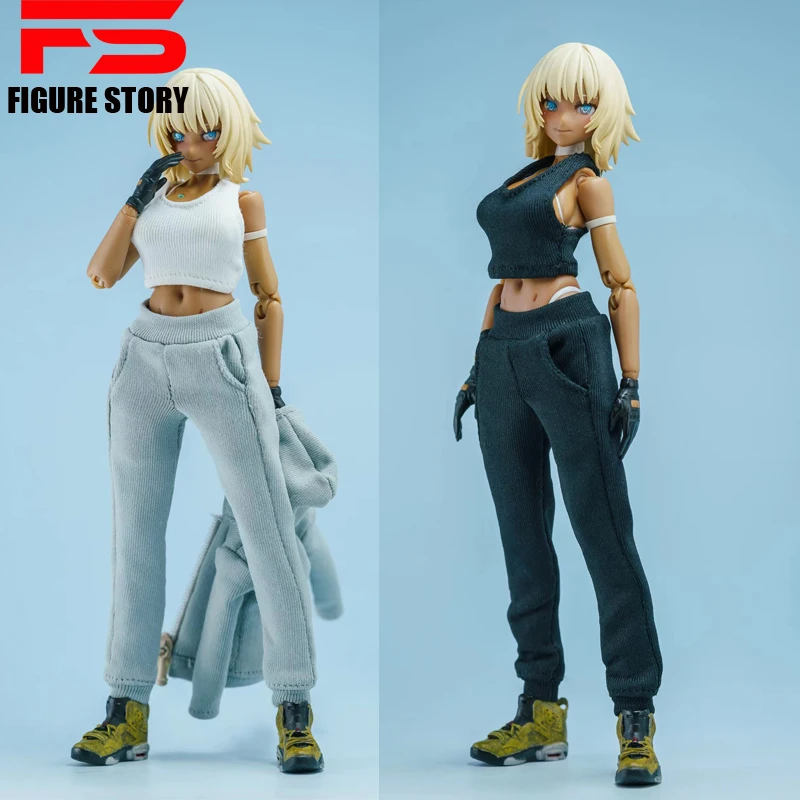 1/12 Maßstab weibliche Puppen Kleidung schwarz weiß Weste Hosen passen 6 Zoll Action figur Körper modell